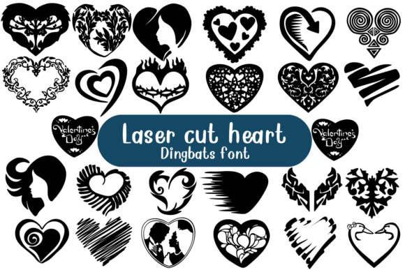 Laser Cut Heart Font for Web Design Projects